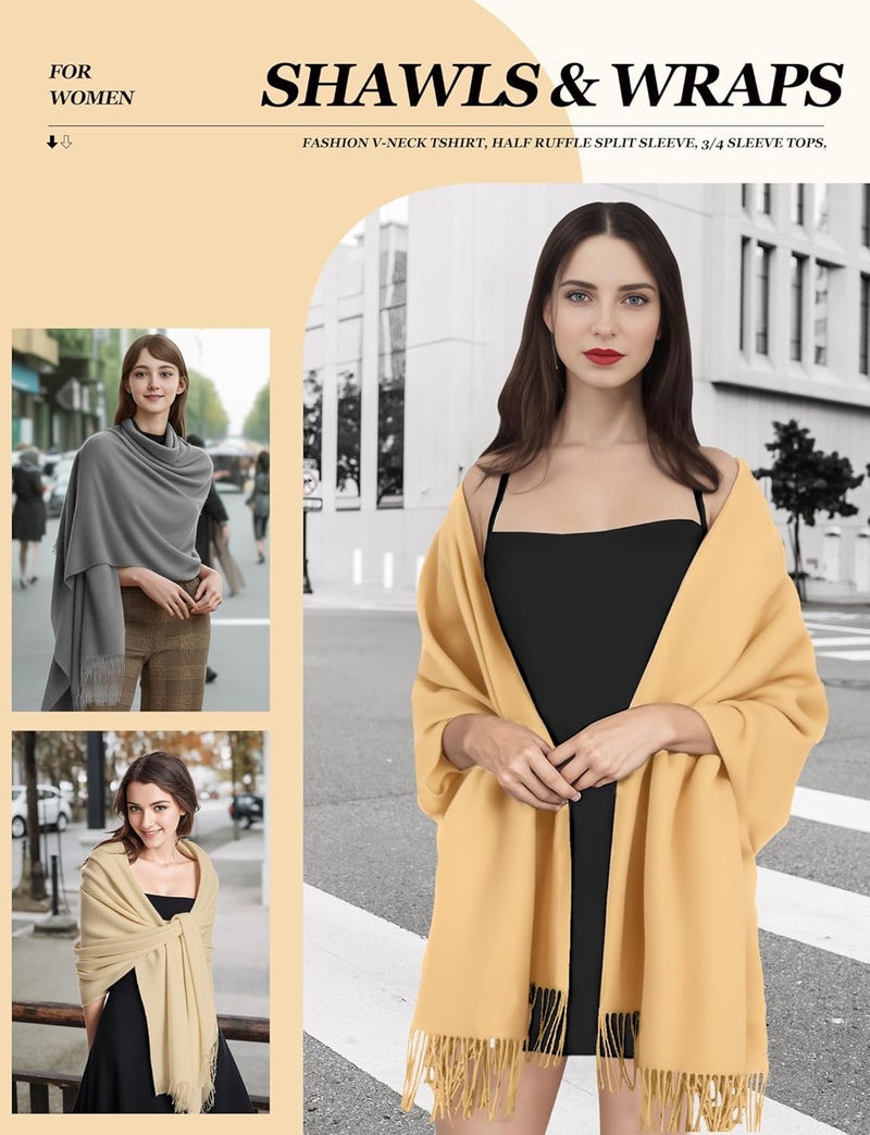 AURUZA Shawls and Wraps for Evening Dresses, Soft Pashmina Shawls for Women, Pashmina Shawls for Wedding Party - Image 3